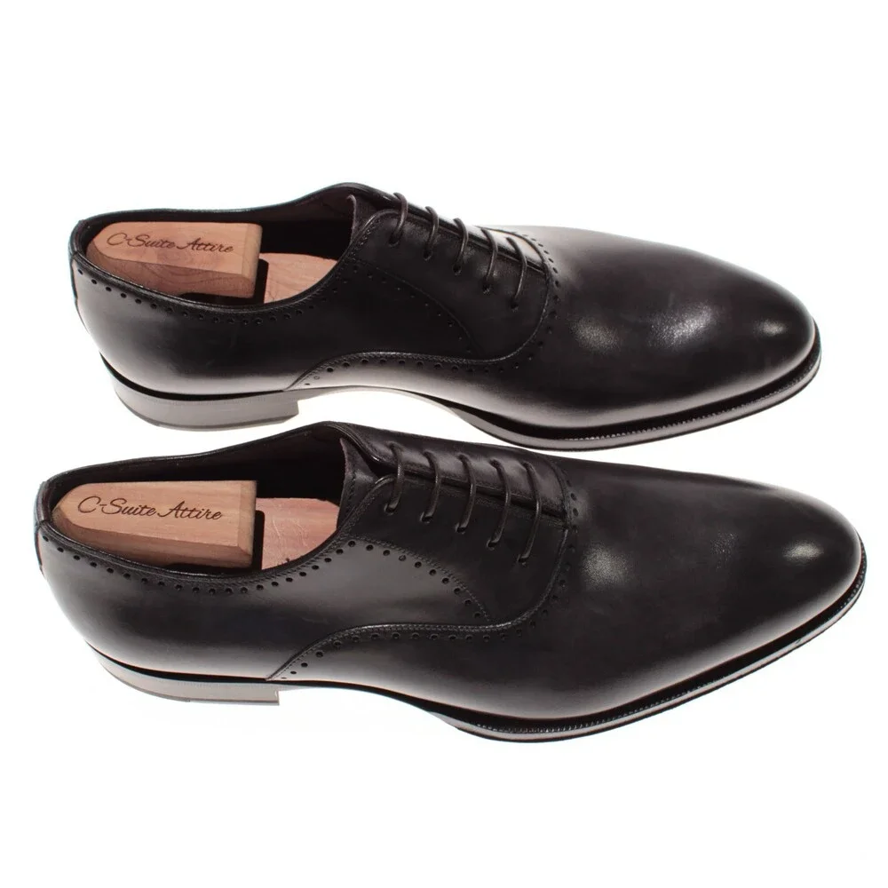 Di Bianco NWD Lace Up Oxford Dress Shoes Size 9 US in Black Leather